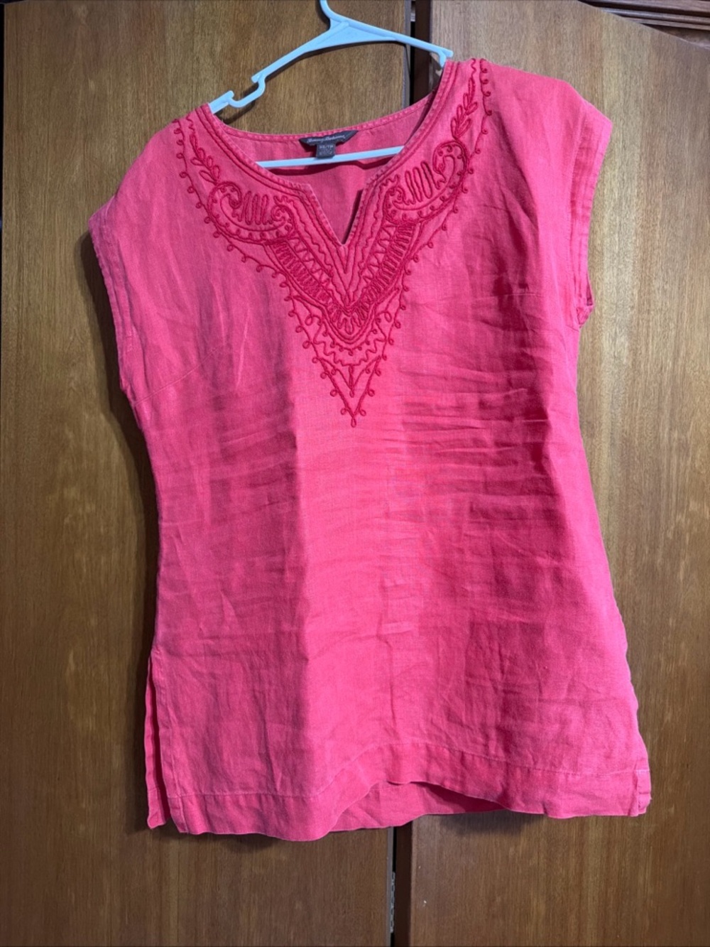 Tommy Bahama Coral Pink Embroidered V-Neck Tunic